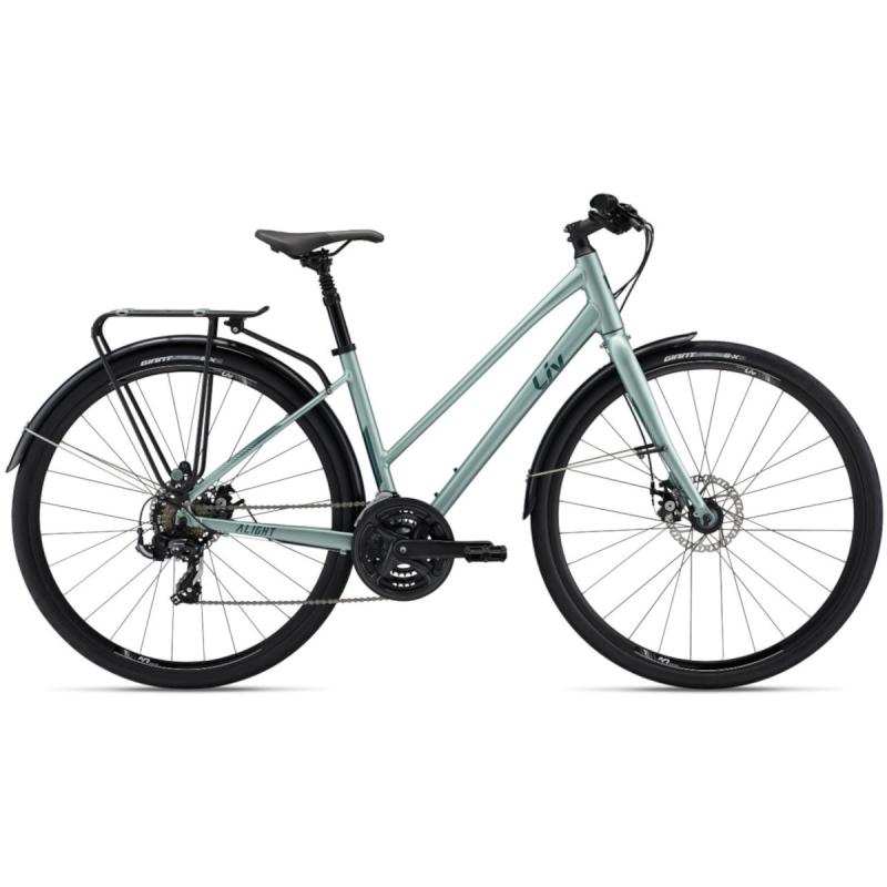Sieviešu velosipēds LIV Alight 3 City Disc, sudraba zaļš